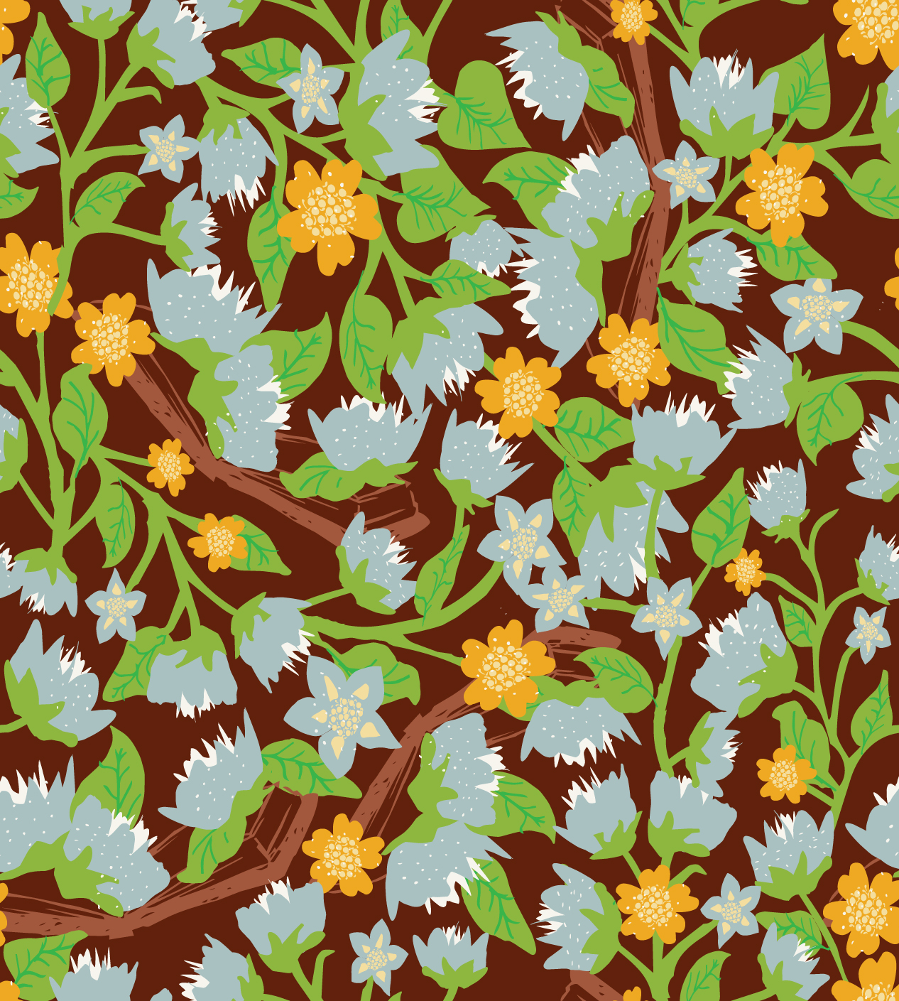 Kitchen Garden, Brown Floral